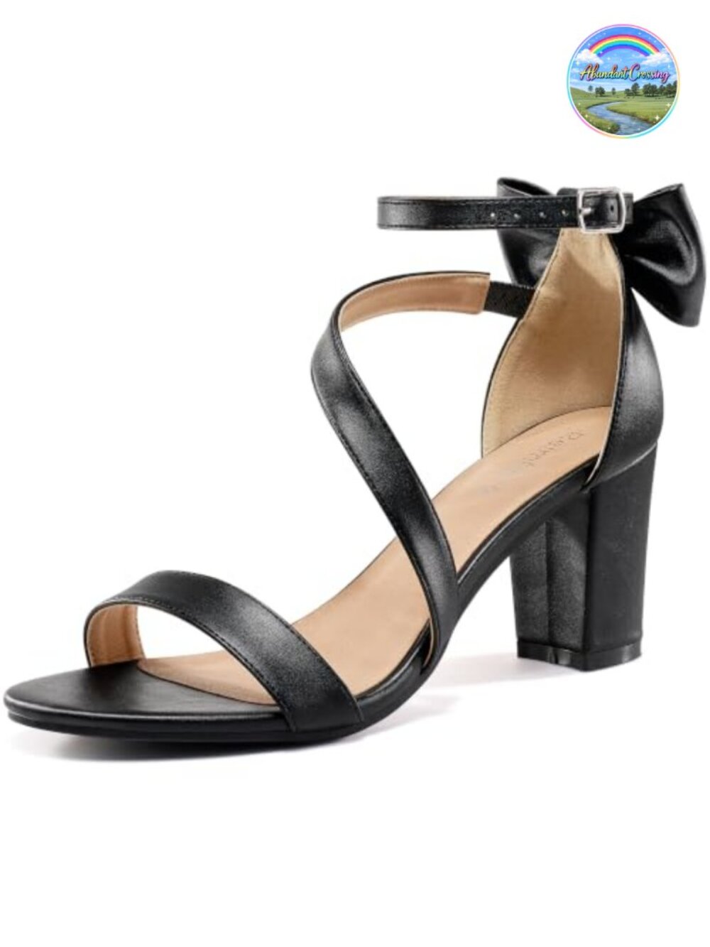 Reimferce Block Heels Faux Leather Cushioned Insole Ankle Strap Wedding Sandals